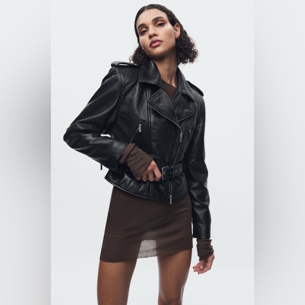 ZARA LEATHER COLLECTION BIKER JACKET